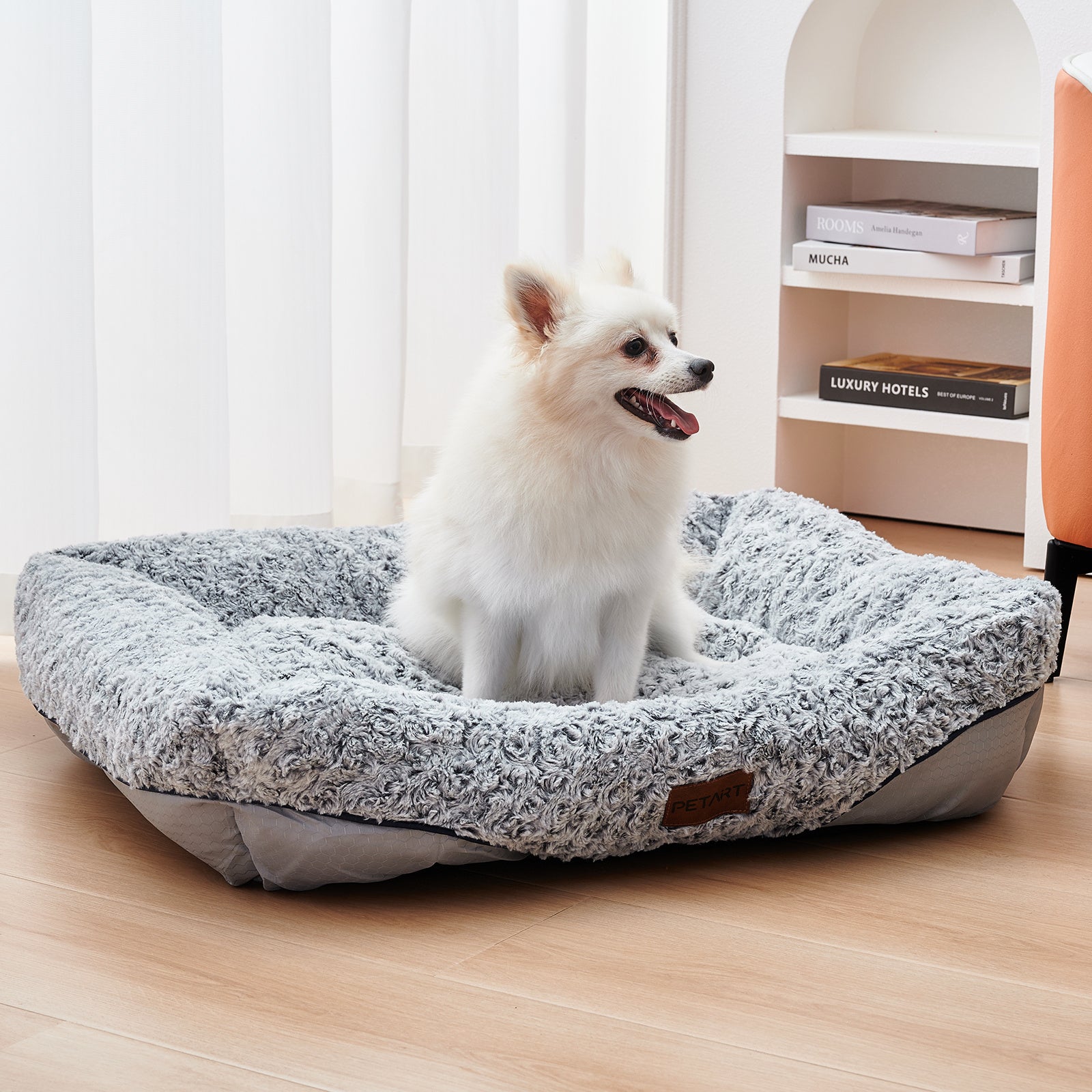 Swirl Rose Velvet Hondenbedden Voor Kleine Middelgrote Honden Verwijderbare Kussens Kalmerende Hondenbankbedden Anti-Angst Machinewasbare Kattenbedden 