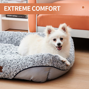 Swirl Rose Velvet Hondenbedden Voor Kleine Middelgrote Honden Verwijderbare Kussens Kalmerende Hondenbankbedden Anti-Angst Machinewasbare Kattenbedden 
